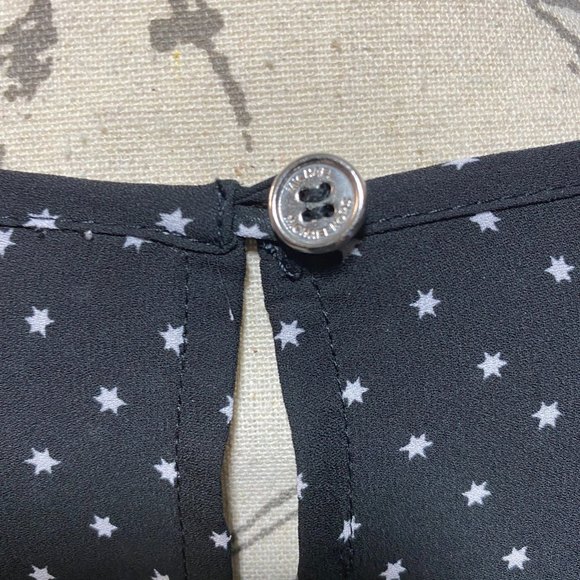 Michael Kors Black Ruffled Sheer Top with Stars Pattern Size M - Picture 8 of 10